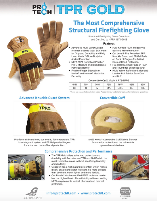 Pro-Tech TPR Gold Structural Firefighting Gloves