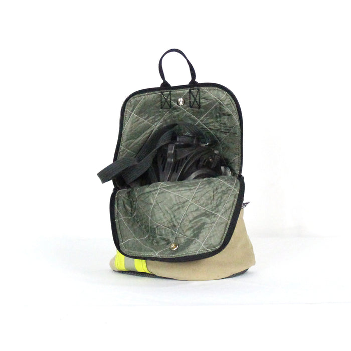 The Firebag SCBA mask bag was created by firefighters for firefighters.  It has been designed not only to store and protect your facepiece while in the firehouse but also during interventions. Equipped with a hanging loop, the bag can be hung on your bunker suit and thus protecting your facepiece from debris and contaminants until you need to don your SCBA.