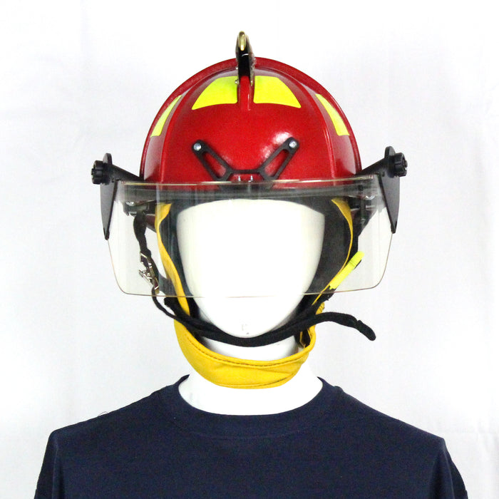 Used Cairns 1044 Traditional fire helmet, with 4" Tuffshield visor For Sale